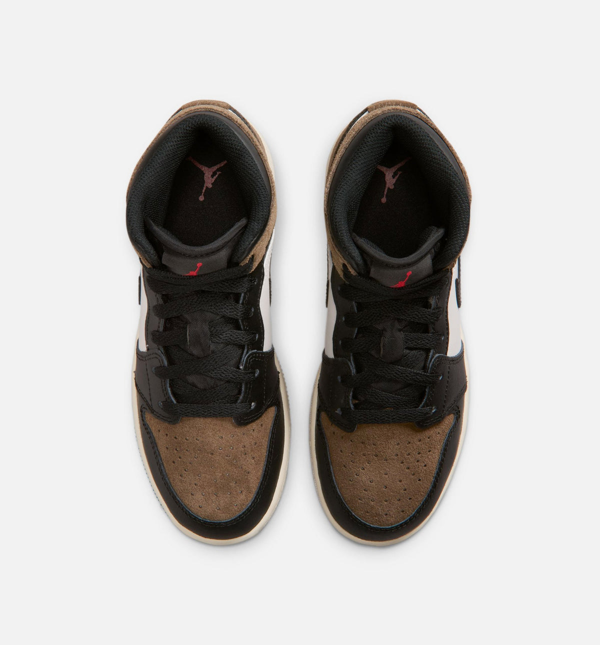 Air Jordan 1 Mid Grade School Lifestyle Shoes - Black / Phantom / Palomino / University Red