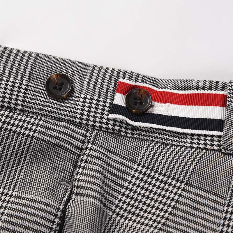 Thom Browne Style Men's Plaid Trousers