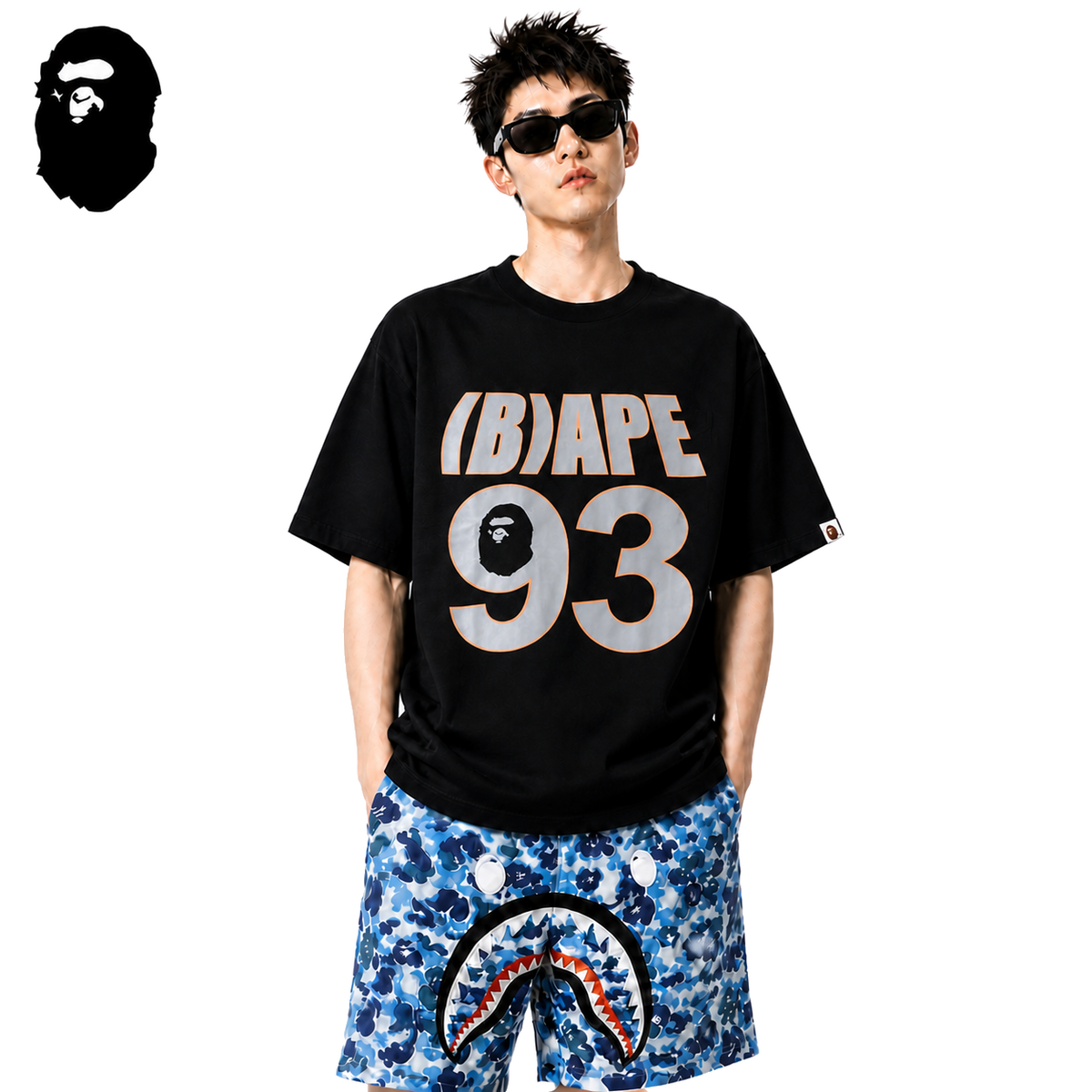 BAPE 93 Logo Men's Graphic T-Shirt - Black