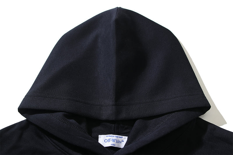 OFF-WHITE Black Hoodie with Crystal Print