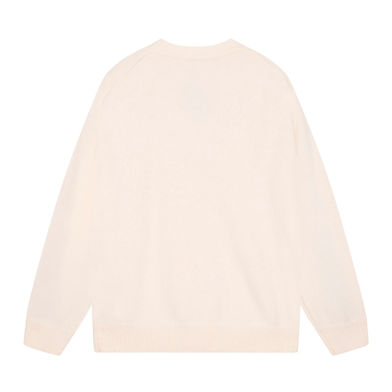 AMIRI Cotton V-Neck Bones Cardigan Sweater Apricot