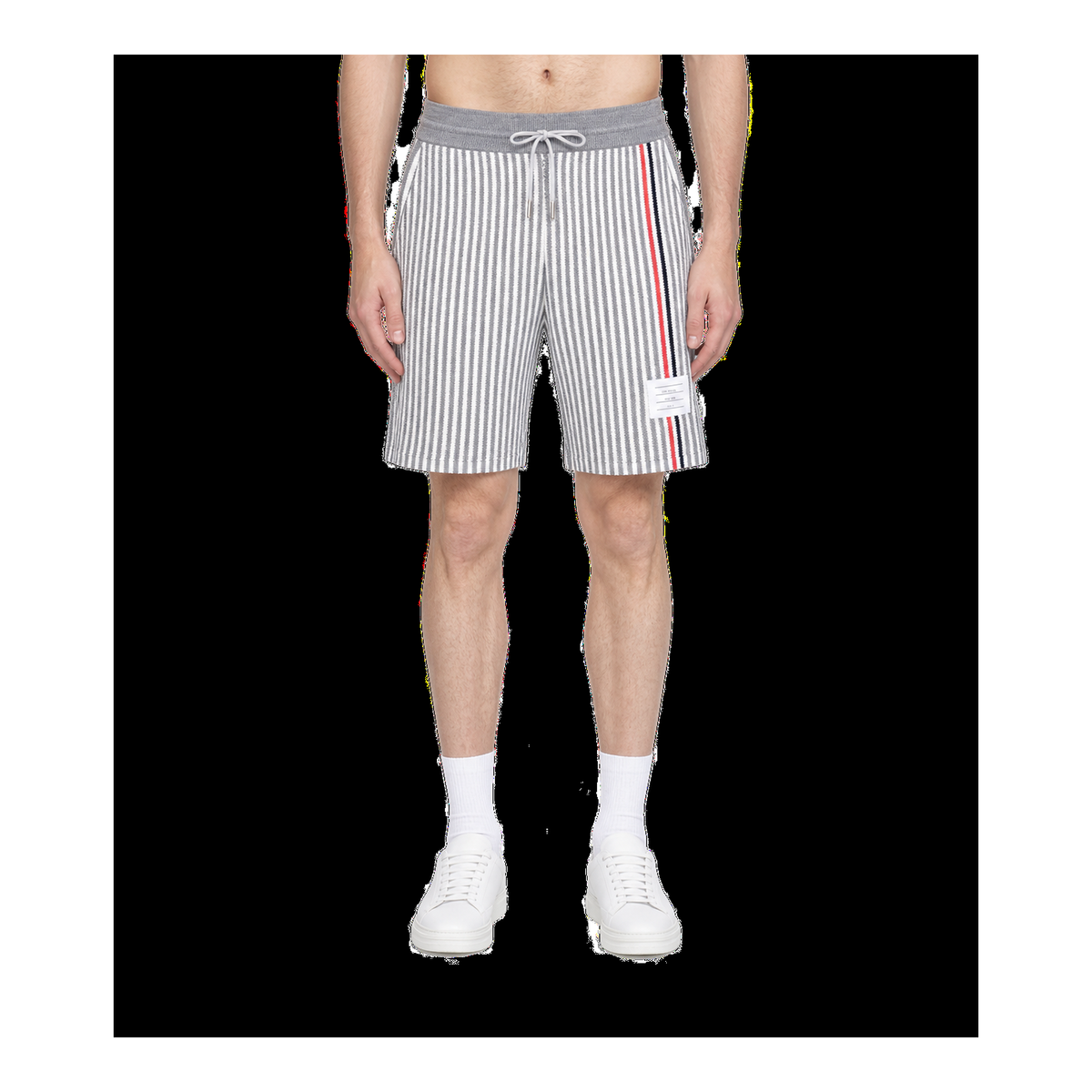 Thom Browne Style Four-Bar Stripe Knit Shorts