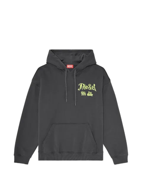 Diesel cotton hoodie with flocked graphics