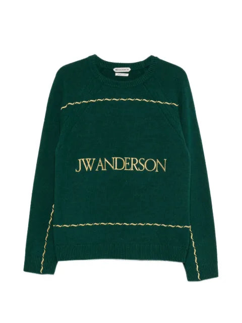 JW Anderson logo-embroidered wavy-stitch sweater