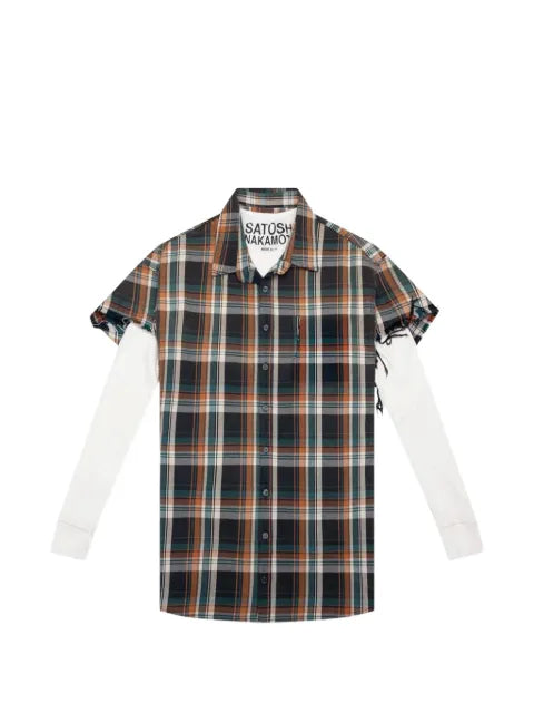 SATOSHI NAKAMOTO plaid-pattern layered sweatshirt