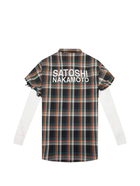 SATOSHI NAKAMOTO plaid-pattern layered sweatshirt
