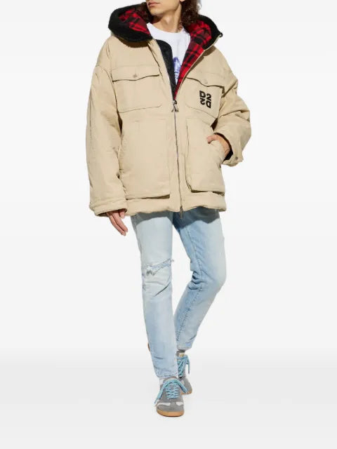 DSQUARED2 logo-patch hooded jacket