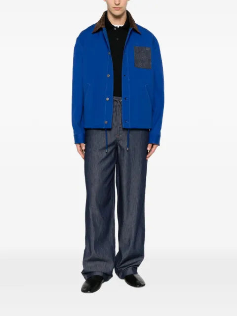 LOEWE corduroy-collar Anagram-patch jacket