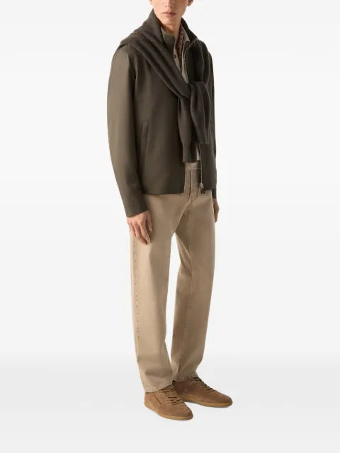 Zegna dark olive green microfiber Motorin 100cc blouson