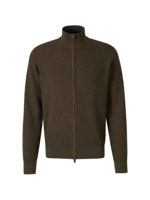 Brioni Trama weave zip-through cardigan