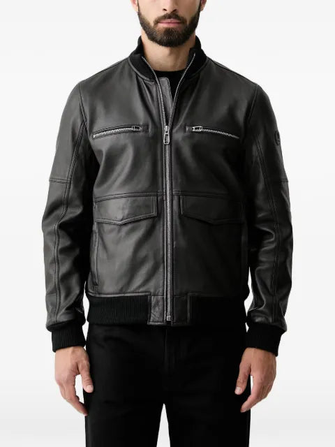 Joop! calf leather panelled jacket