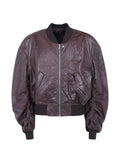 Rick Owens crinkled leather bomber jacket