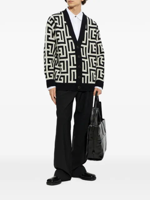 Balmain monogram-pattern cardigan