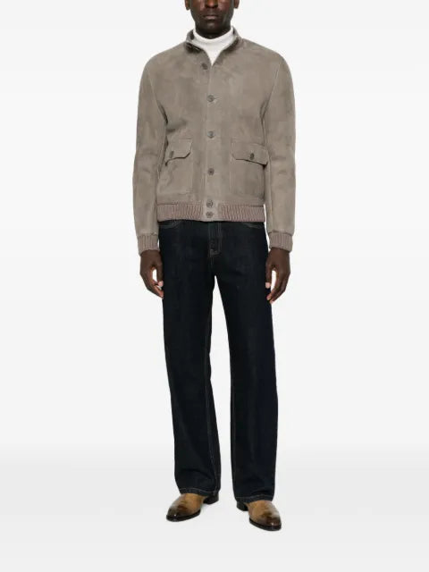 Salvatore Santoro suede ribbed-trim jacket