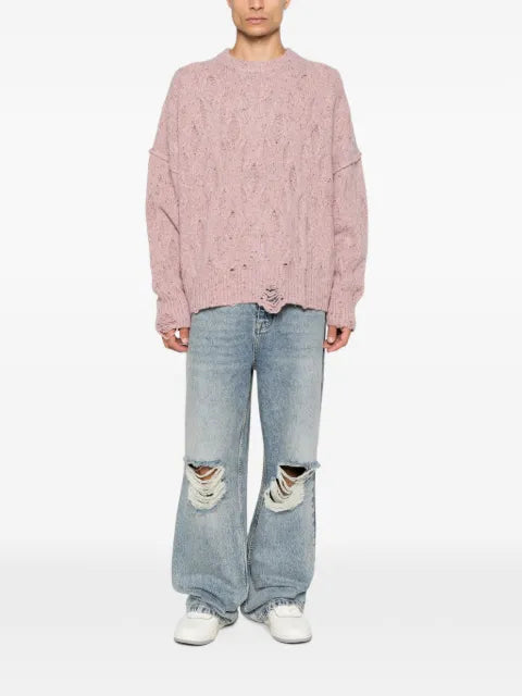 Represent distressed cable-knit sweater