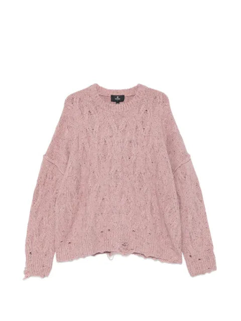 Represent distressed cable-knit sweater