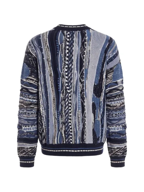 Laneus geometric-motif V-neck cardigan