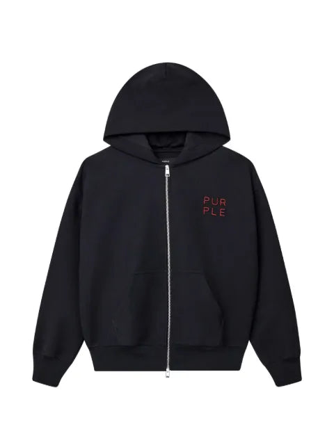 Purple Brand logo-embroidered zip-up hoodie