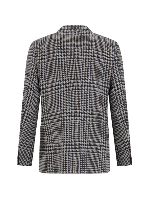 slowear Prince of Wales check double-breasted blazer