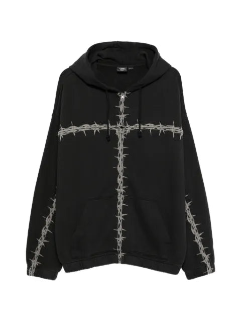 Vans barbed-wire-print zip-up hoodie