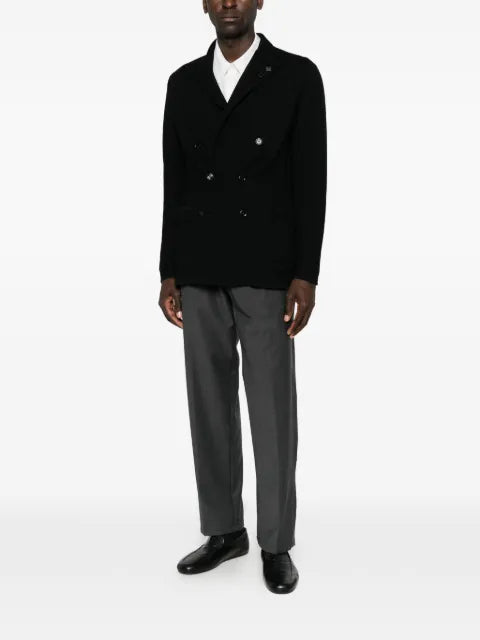 Lardini double-breasted chevron-knit blazer