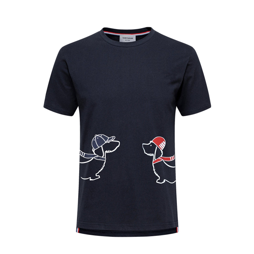 Men's Classic Four-Bar Couple Puppy Dog T-Shirt - 100% Cotton Made in Japan | Thom Browne