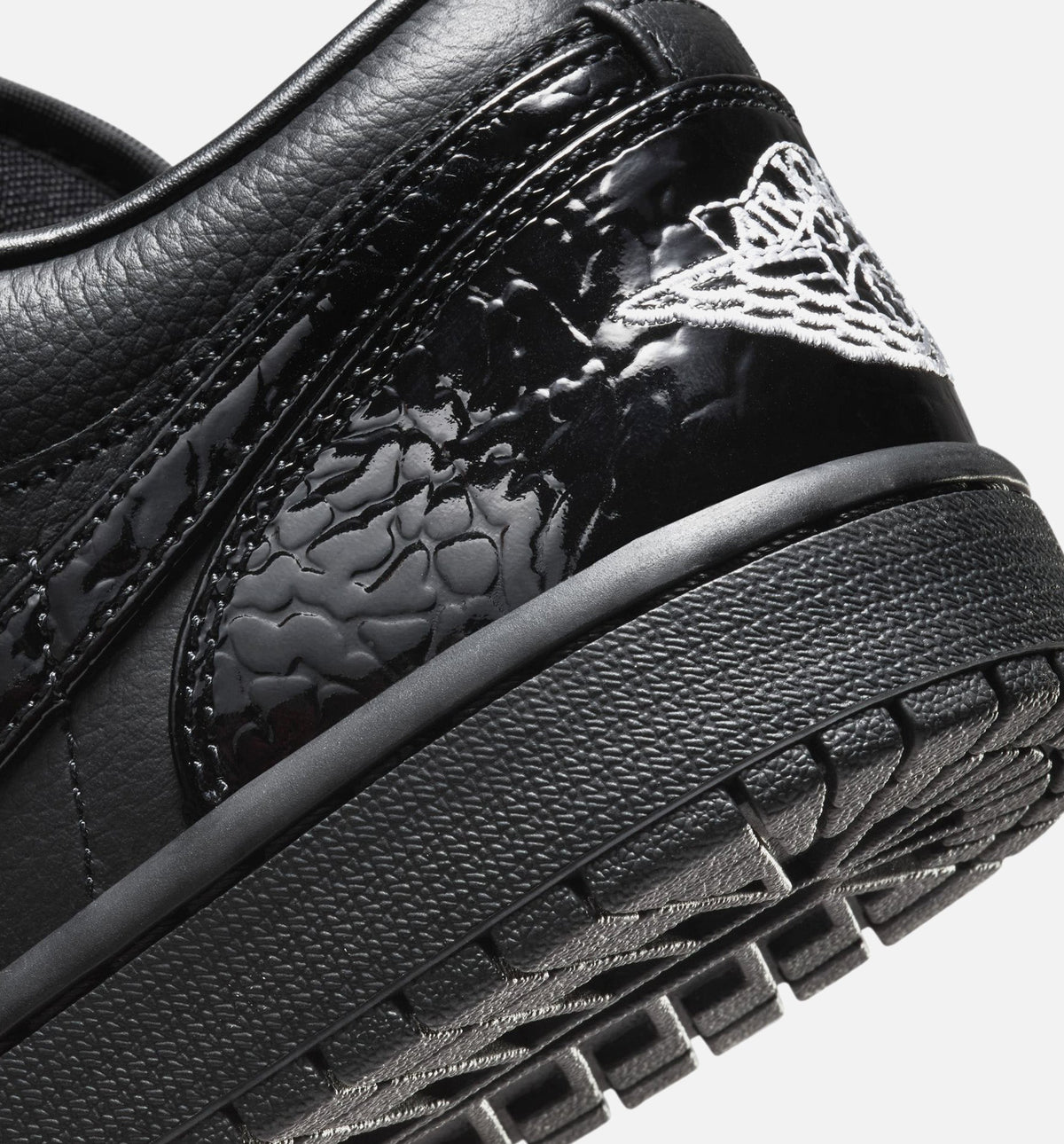 Air Jordan 1 Low Patent Elephant Women's Lifestyle Shoes - Black / White / Metallic Silver