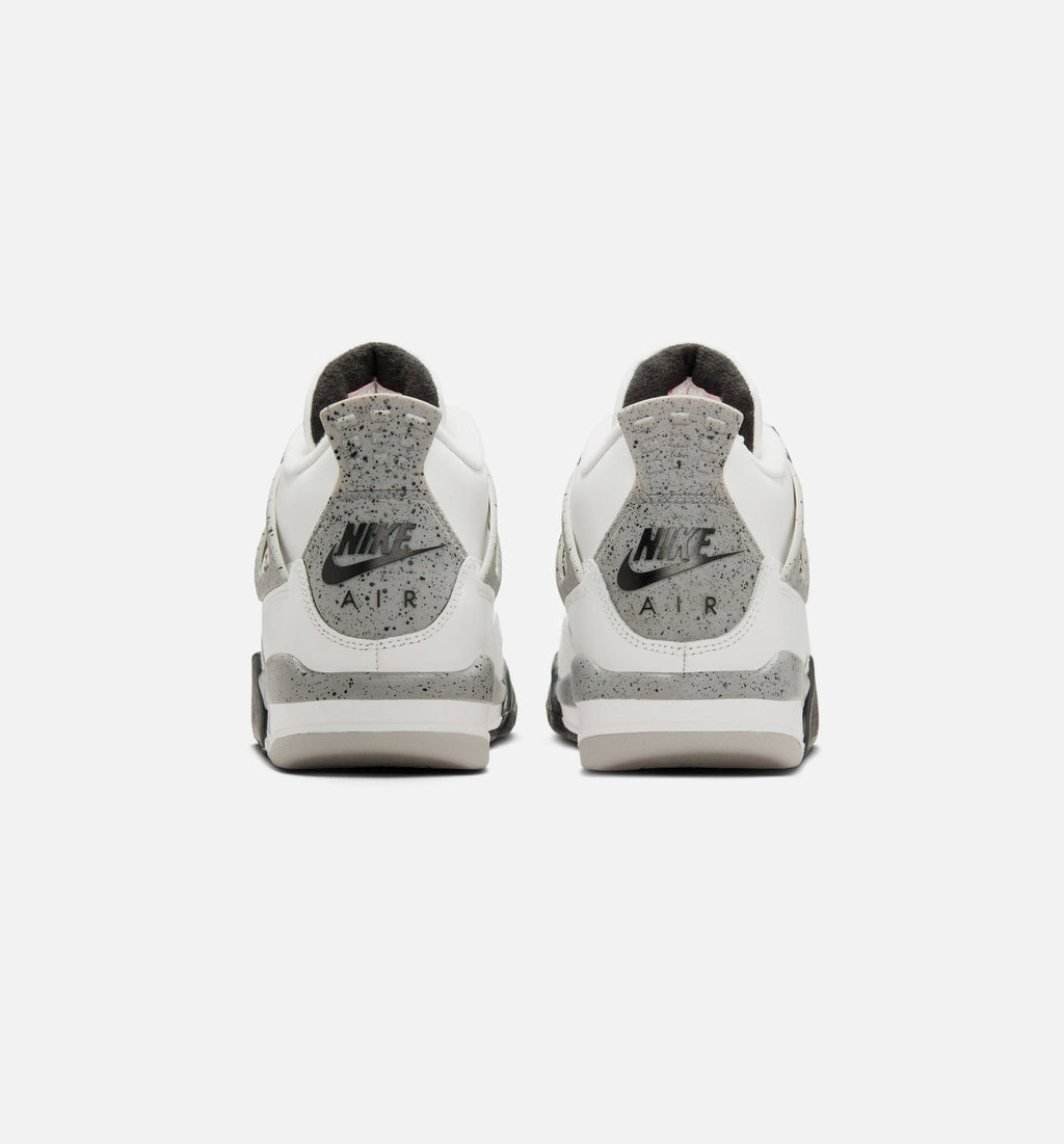 Air Jordan 4 Retro White Cement Big Kids' Lifestyle Shoes - Summit White/Fire Red/Cement Grey/Black