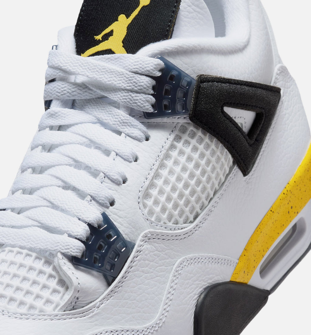 Air Jordan 4 Retro Rare Air Tour Yellow Men's Lifestyle Shoes - White / Dark Blue Grey / Tour Yellow