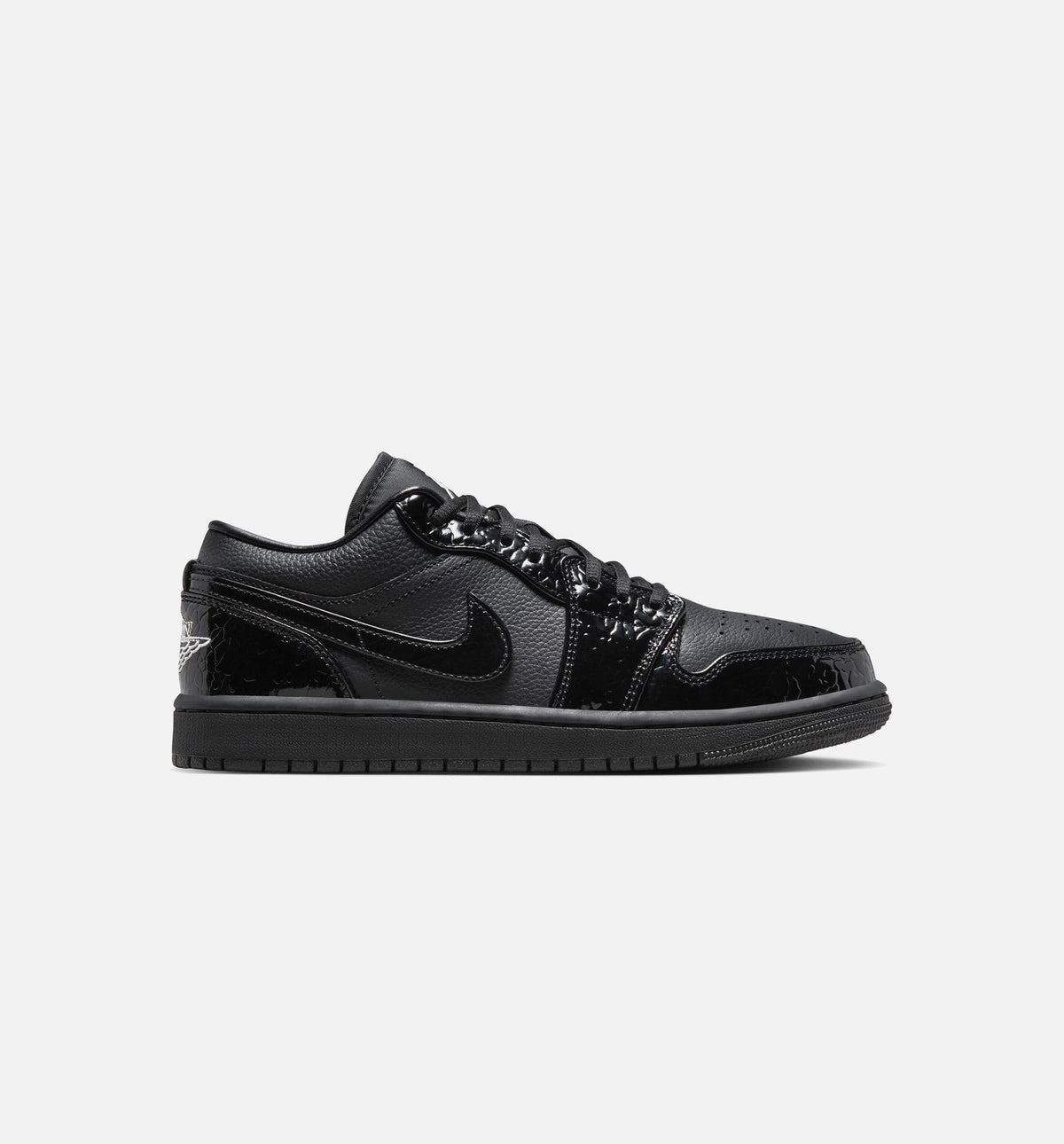 Air Jordan 1 Low Patent Elephant Women's Lifestyle Shoes - Black / White / Metallic Silver