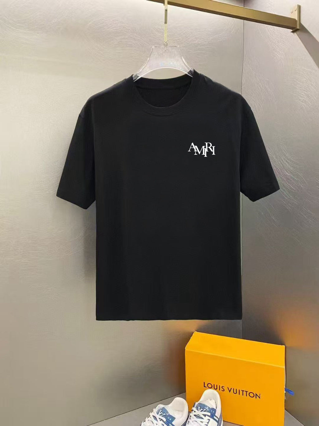 Amiri Interlocking Monogram Chest Graphic Crew‑Neck Short‑Sleeve T‑Shirt