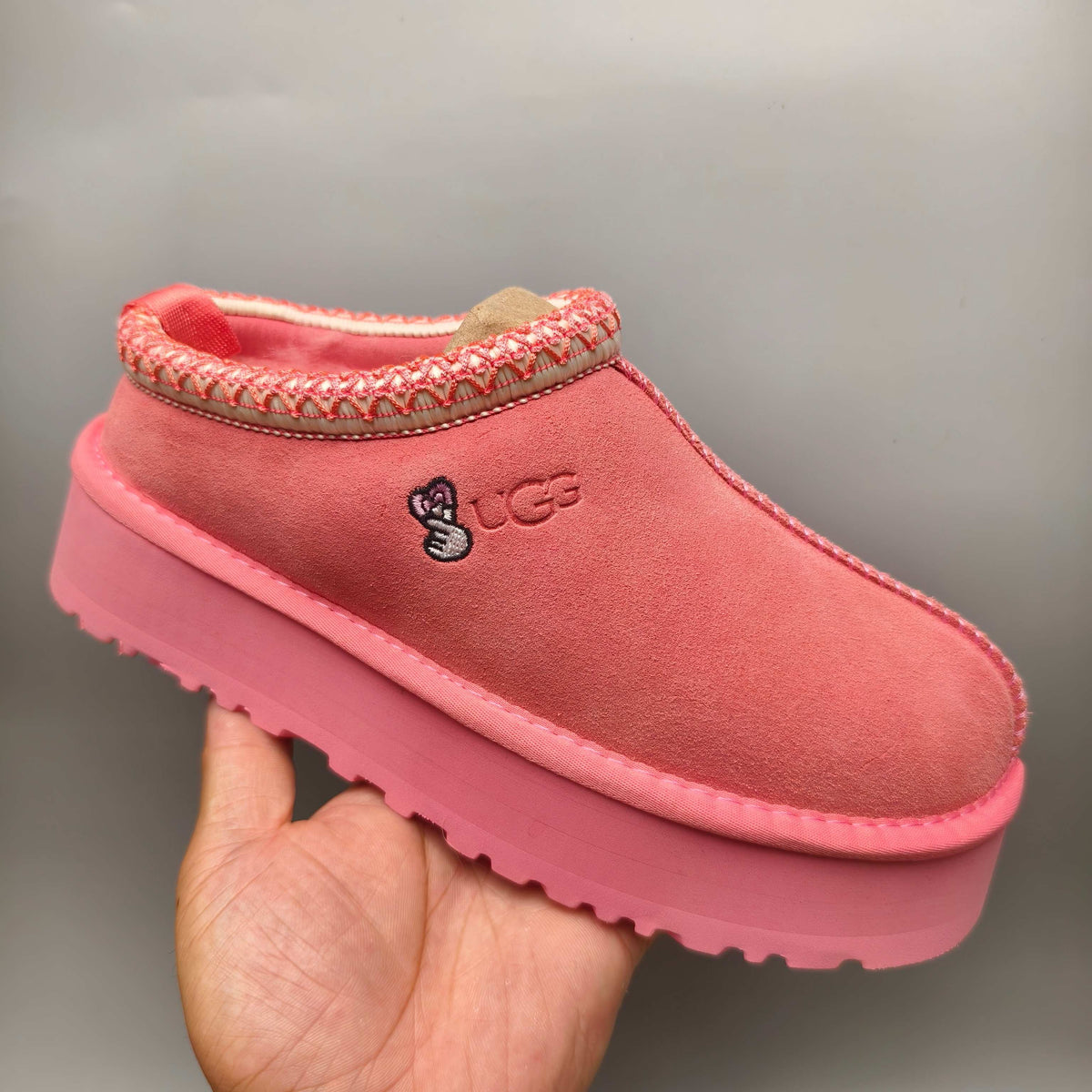 Rose Red Ethnic Style Chunky Sole Casual Sneakers — New Arrival | In Stock