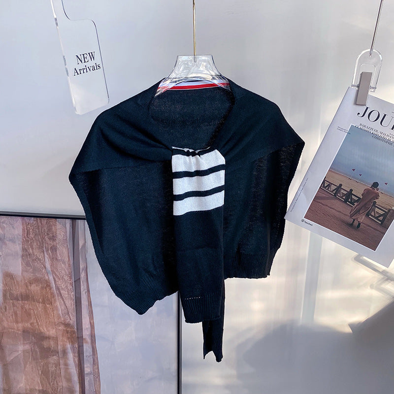 Thom Browne Small knitted knotted thin shawl