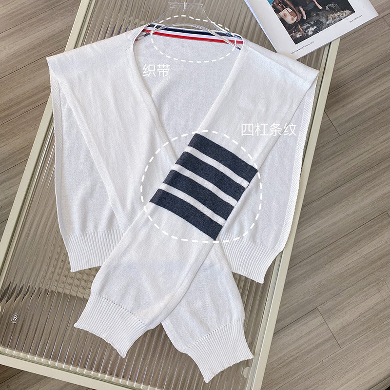 Thom Browne Small knitted knotted thin shawl