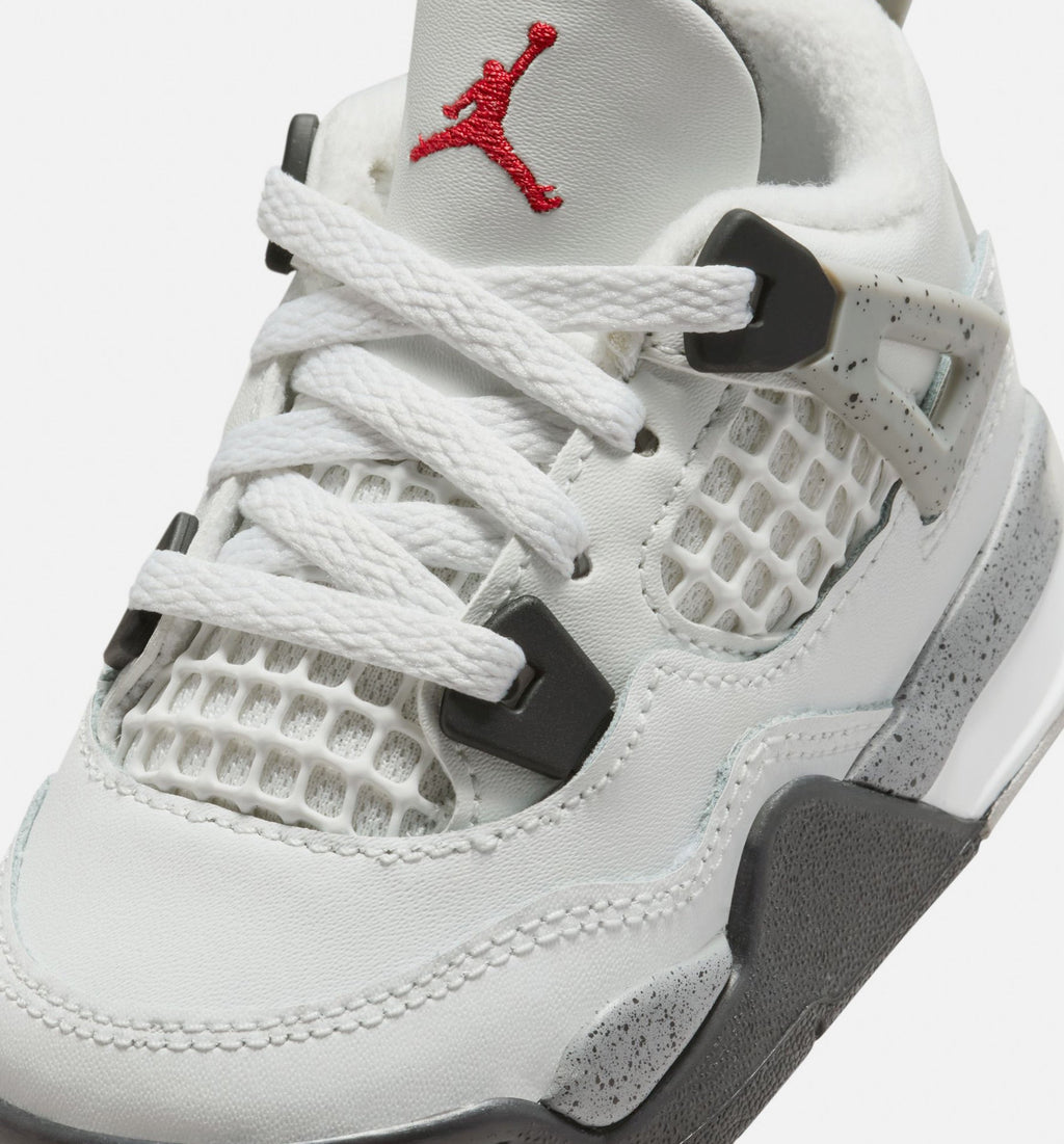 Air Jordan 4 Retro White Cement Infant/Toddler Lifestyle Shoe - Summit White/Fire Red/Cement Grey/Black