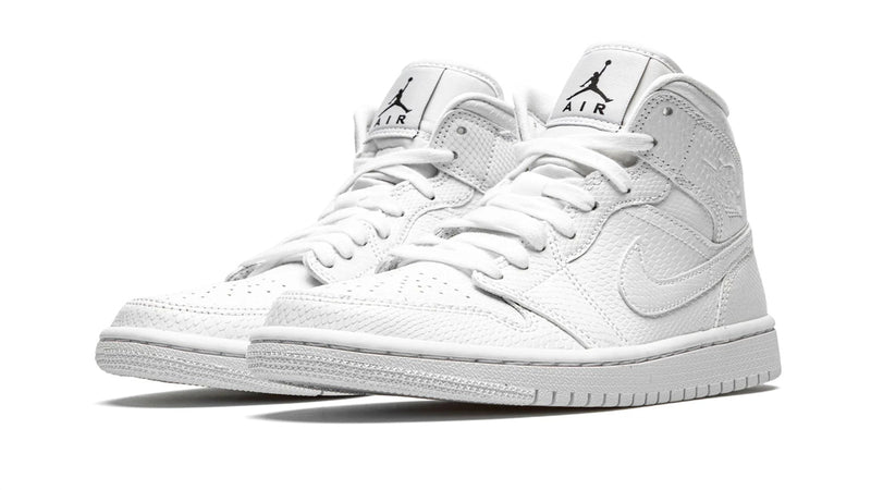 Air Jordan 1 Mid WMNS 'White Snakeskin' – Premium Snake-Textured Leather AJ1 Mid in White & Gold