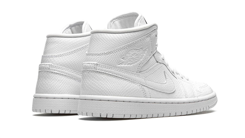 Air Jordan 1 Mid WMNS 'White Snakeskin' – Premium Snake-Textured Leather AJ1 Mid in White & Gold