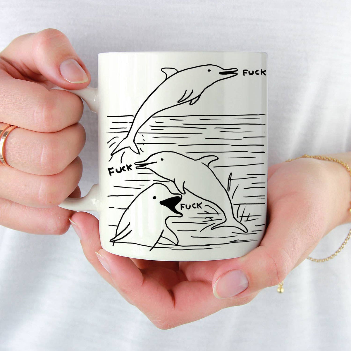David Shrigley Mug: Dolphin Fuck