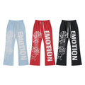 MIXED EMOTION Cupid Letter Print Casual Flare Pants Unisex