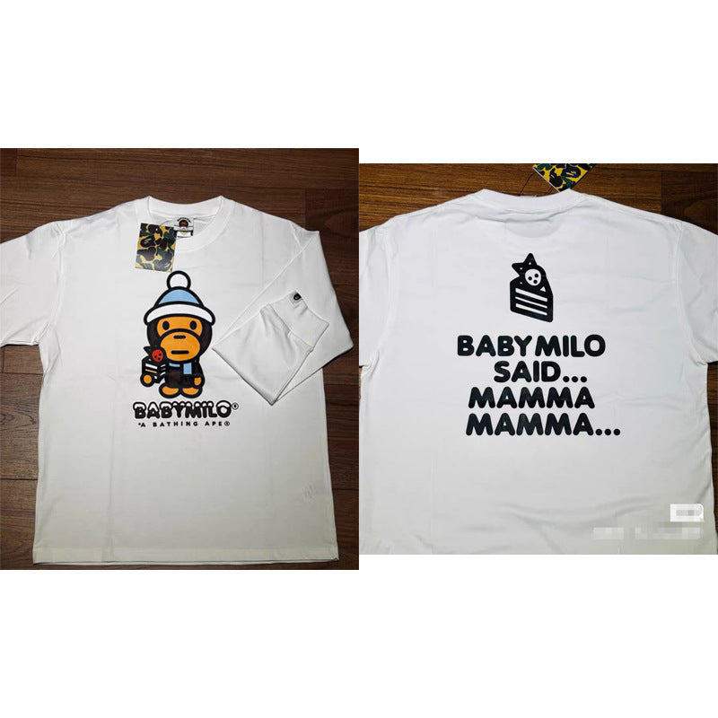 Bape Multi‑Ape‑Head Graphic Oversized Long Sleeve Tee Streetwear