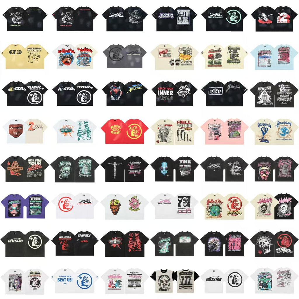 Hellstar Multi‑Graphic Print Crew Neck Short Sleeve Tee Unisex