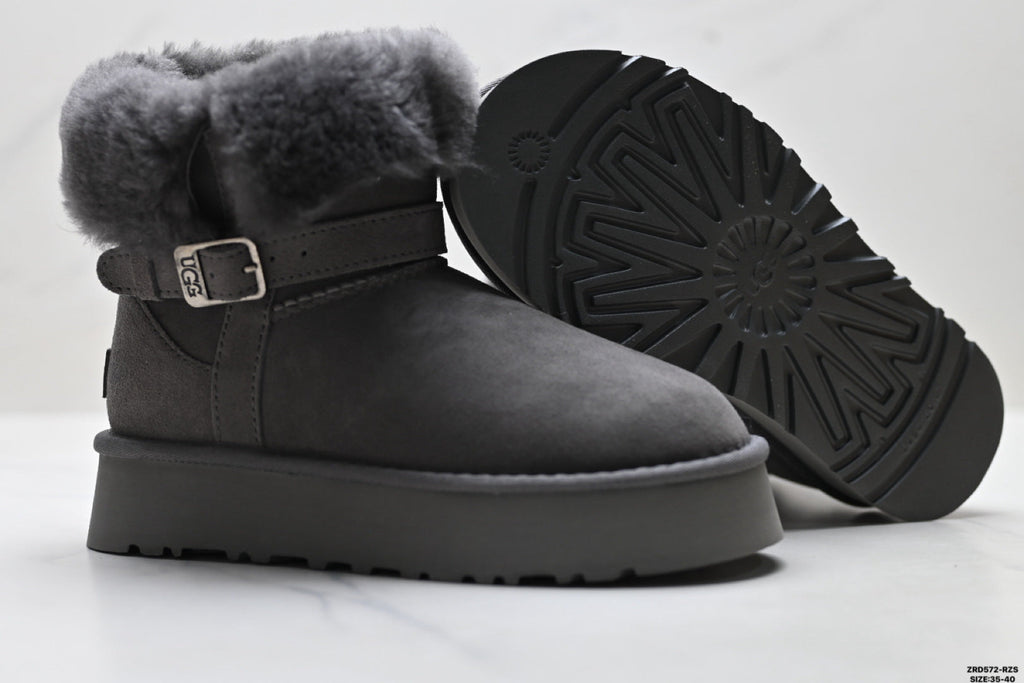 UGG Classic Mini Heritage Fluff Buckle Boots