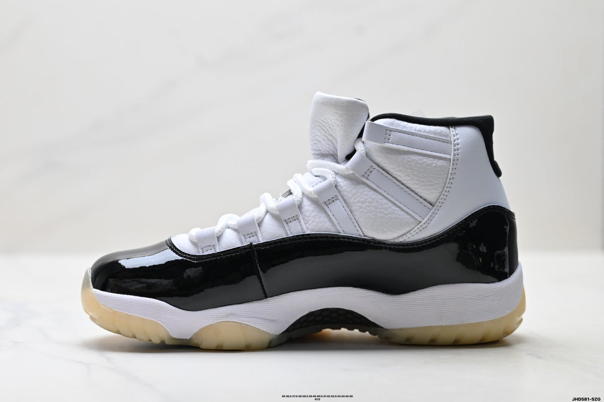 Air Jordan 11 Retro White Black Sail and Gold Unisex Sneakers Style 03