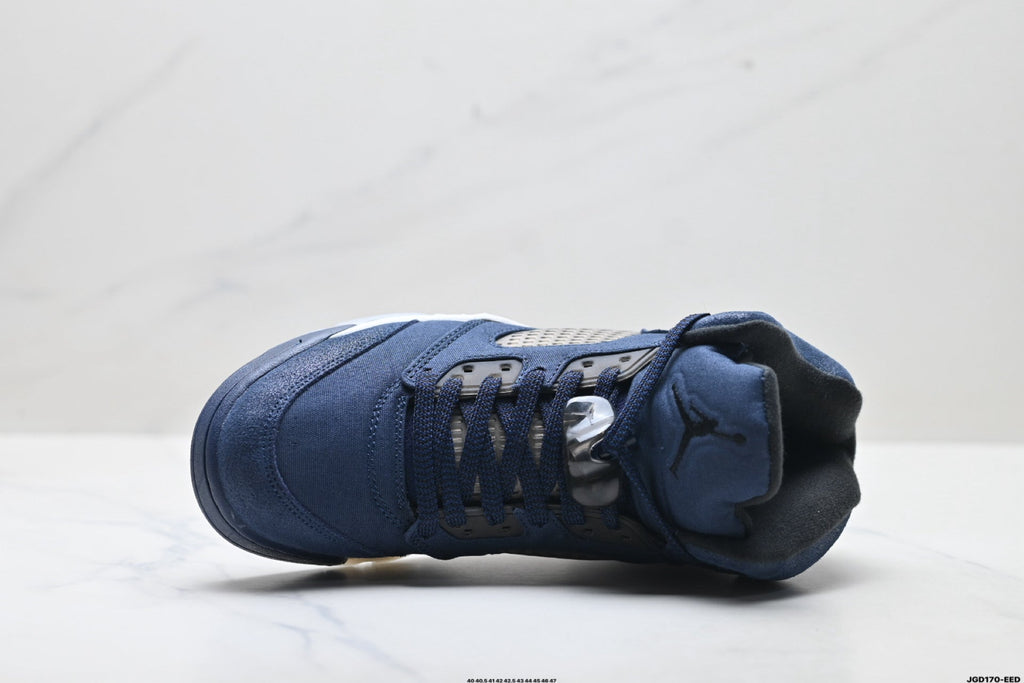 Air Jordan 5 Retro Navy Blue White Sneakers