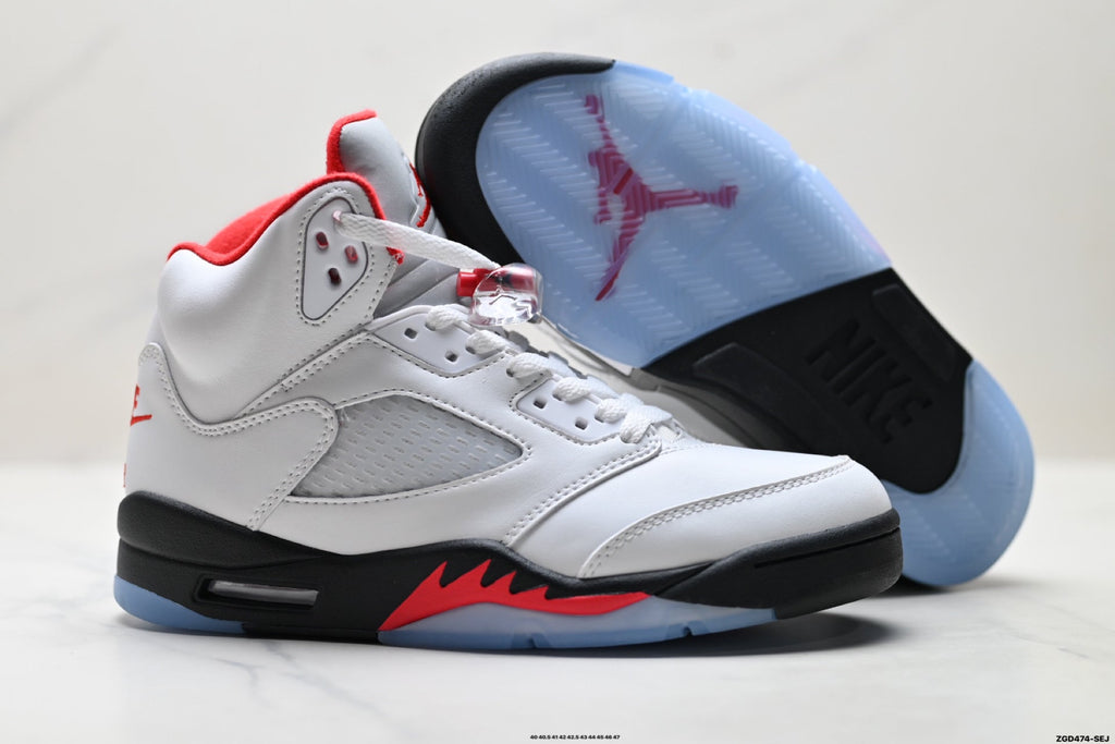 Air Jordan 5 Retro White Fire Red Ice Sneakers