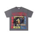 VALE USA Washed Gray Rhinestone Graphic T-Shirt