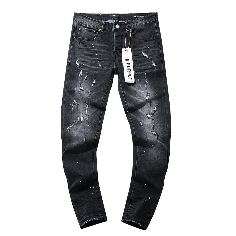 Purple Brand Black Paint Splatter Distressed Jeans