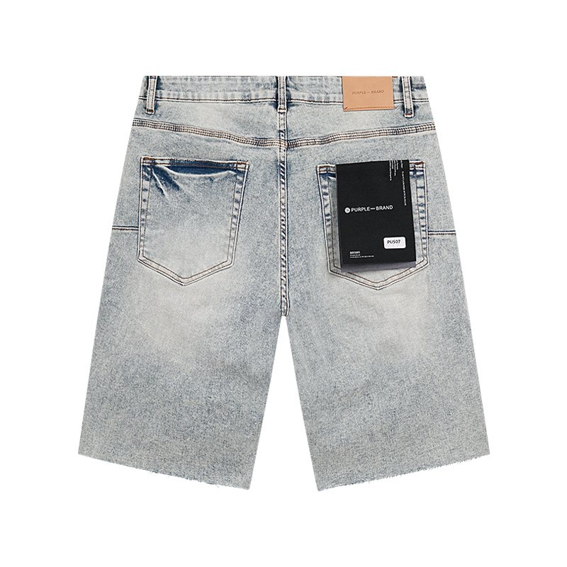 Purple Brand Light Blue Distressed Denim Shorts