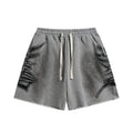 MIXED EMOTION Distressed Side-Graphic Sweat Shorts