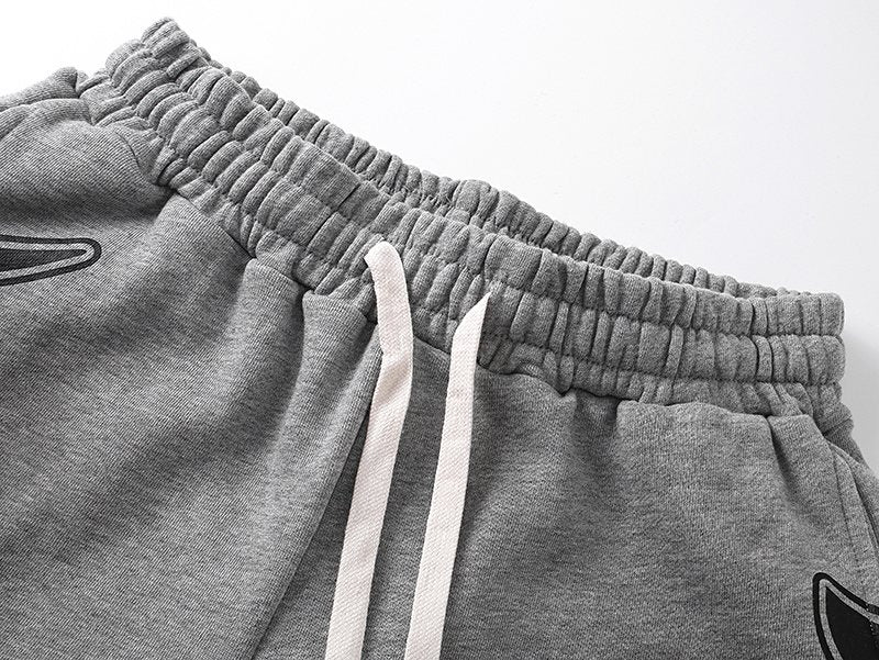 MIXED EMOTION Distressed Side-Graphic Sweat Shorts